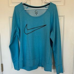 NIKE • Women’s Blue Nike Dri-Fit Long Sleeve Shirt w/ Swoosh Logo Size- Large